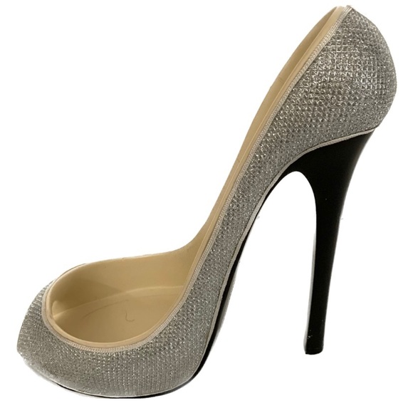 High heel Wine bottle holder. Silver glitter - Picture 3 of 7